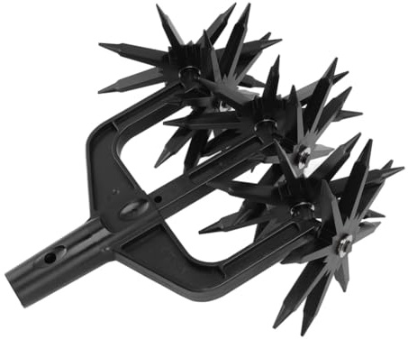 Fuhjythy Garden Soil Scarifier for Garden Rotary Cultivator Tool 2 in 1 Ventilated Scarifier Rotary Tiller