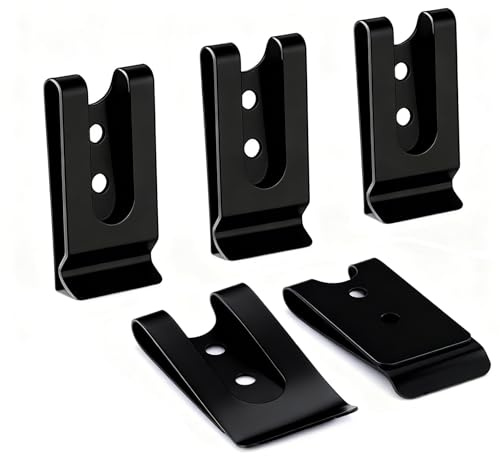 QBDIANGEN 5 Pcs Holster Sheath Belt Clip, 55x25mm Double Holes Multi-Purpose Hardware Clip, Manganese Steel Holster Clasp, Metal Buckle Clasps for Pouches Belt Bag Leather Crafts DIY (Black)