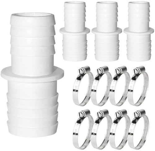 Forbabe 4 Stück Pool Adapter 32 auf 38mm, Schlauchverbinder 32 auf 38mm mit Edelstahl Schlauchschellen (32-38mm)