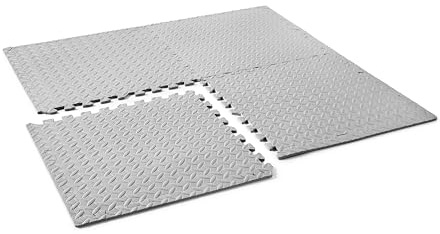 Phoenix Fitness 60x60cm Interlocking Gym Flooring - Non-Slip Soft EVA Foam Floor Mats - Heavy-Duty Protective Flooring Tiles for Garage, Kids Room & Exercise - Black/Grey (Grey, 12 Mats (46.5 SQFT))