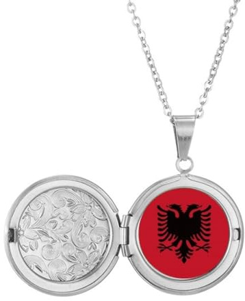Medaillon mit Albanien-Flagge, EU-Land, Halskette, Bild, Schmuck, Geburtstagsgeschenk