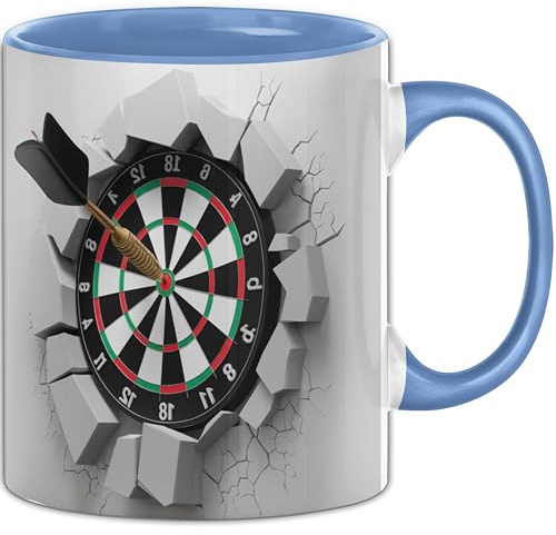 3D Dartscheibe Tasse Geschenk Dartscheibe Durchbruch Wand Spruch Geschenkidee für Dartscheiben Liebhaber (Blau)