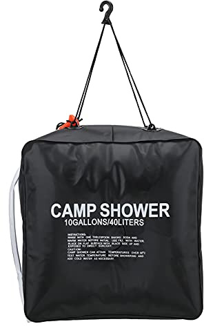 40L Solar Shower Bag | 10 galones portátil calentador de agua caliente para acampar al aire libre/Senderismo/playa | 3 horas de calentamiento eficiente a 113°F con fugas - Material PVC a prueba