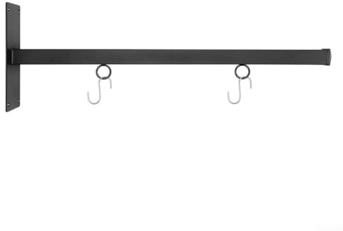 MeevrgR 24-Inch Black Stainless Steel Hanging Sign Bracket – Holds Signs up to 18x12, Includes 2 S-Hooks, for Wall or Post Mount (Hardware Not Included)