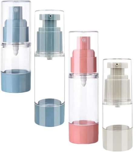4 Stück Luftdichte Vakuumpumpenflaschen 30ml 15ml As für Reise | Sprühflasche und Lotionflasche, Luftloser Kosmetikbehälter, Zufälliges Zubehör Zufällige Farbe