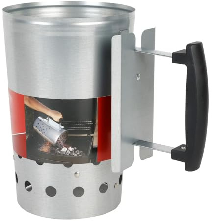 eSharks Charcoal Chimney Starter for Outdoor Grilling, Heavy-Duty Metal BBQ Coal Starter with Heat Shield and Safety Handle for Fast & Even Charcoal Ignition