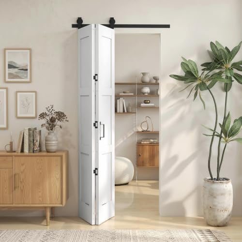 HOMCOM Puerta Corredera Plegable con Herrajes 91,4x213,4 cm Blanco