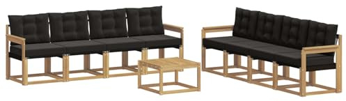 vidaXL Outdoor-Sofagarnitur mit Kissen 9 pcs Weiß und Schwarz, Moderne Garten-Couch, tolles Set für Bequeme Lounge, langlebige Möbel, stylische Terrasse
