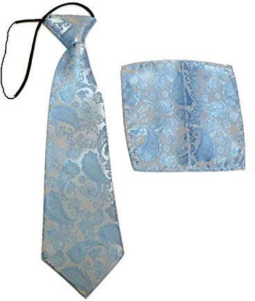 L&L® Kid Children Woven Paisley Jacquard Silk Tie and Handkerchief Gift Set Wedding