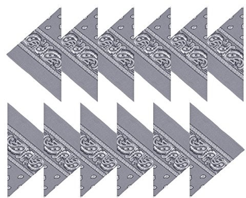 Boolavard 1, 6, 9 oder 12 Stück Cowboy Bandanas Bandana mit original Paisley Muster,12er pack,Grau