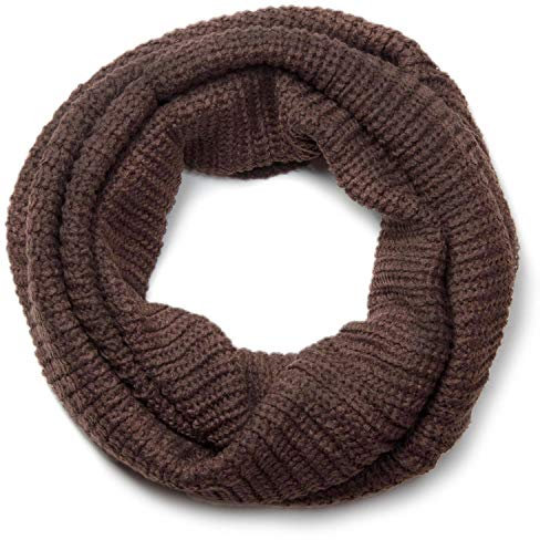 styleBREAKER Unisex Feinstrick Schal, einfarbiger Loop Schlauchschal, Feinripp Winter Strickschal, Loopschal 01018112, Farbe:Schokobraun