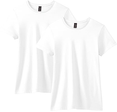 Gildan Damen Softstyle Baumwoll, Stil G64000l, Multipack T-Shirt, Weiß (2-er Pack), Klein (2er