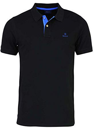 GANT Halbarm Poloshirt geknöpfter Polokragen Logo-Stick schwarz Größe XXL