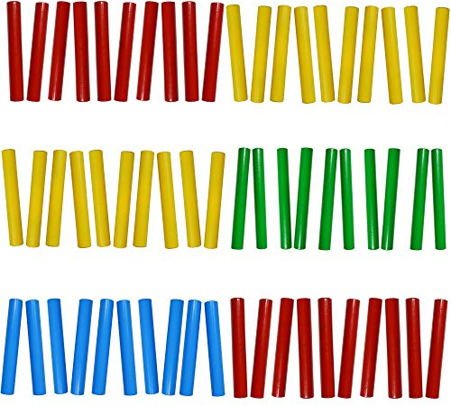 A-Star Mixed Colours Wood Claves, 20cm - Pack of 30 Pairs - Handheld Rhythm Sticks, Wooden Percussion Instrument