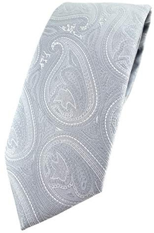 TigerTie Designer Krawatte in silbergrau grau silber Paisley gemustert
