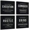Grind Hustle Execution Conquer Entrepreneur Zitate inspirierende Wandkunst – Motivierender Leinwanddruck gerahmtes Bild für Büro, Flur, Heimdekoration, Kinderzimmer, 40,6 x cm, 4 Stück