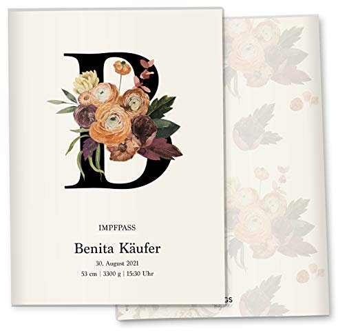 Olgs Impfpasshülle Individualisiert Buchstabe Ausweishülle Schutzhülle für Dokumente MIT DER GRÖßE 9,3 x 13CM personalisierbar mit Namen (21 Motiv, Impfpass personalisiert)