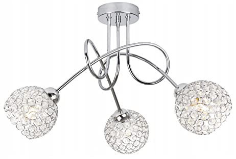 Light-Home Crystal Deckenbeleuchtung Lampen Deckenlampen - Deckenlampe Industrial für Wohnzimmer Schlafzimmer und Esszimmer - Pendelleuchte Glas mit Metall 3-Flammig - Chrom