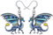 Emaille-Legierung Drachen Ohrringe Fantasy Dinosaurier Drop Dangle Mode Schmuck für Frauen Mädchen Charme Geschenk (Marine)