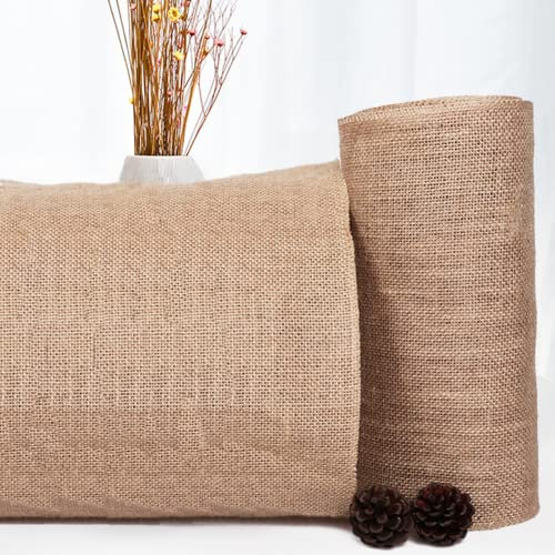 HEMEIREN 30 cm x 10 m Rolle Jute Sackleinen Tischläufer, Polsterstoff, natürliche Jute, Sackleinen, Jute, Basteln, Hochzeit, Party, Tischläufer, rustikale Tischdekoration (1 Rolle)