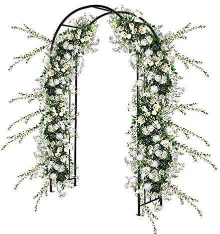 TANGZON 2.2M/2.3M/2.5M Garden Arch, Heavy Duty Metal Roses Vines Climbing Plants Support Archway, Outdoor Patio Yard Lawn Arches Arbour Trellis for Wedding Party Decoration (121 x 44 x 218cm)