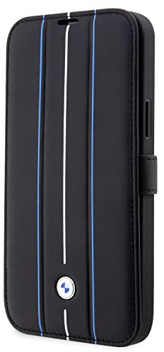 BMW BMBKP14L22RVSK Hülle für iPhone14 Pro 6,1 Schwarz Bookcase Leather Stamp Blue Lines