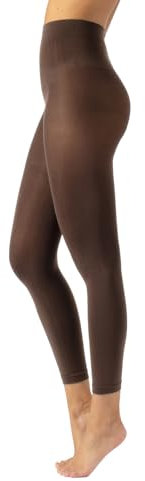 CALZITALY Blickdichte Leggings, Leggings aus Mikrofaser, Strumpfhose ohne Füße 80 DEN | S, M, L, XL, XXL, 3XL, 4XL | Made in Italy (M, Noce)