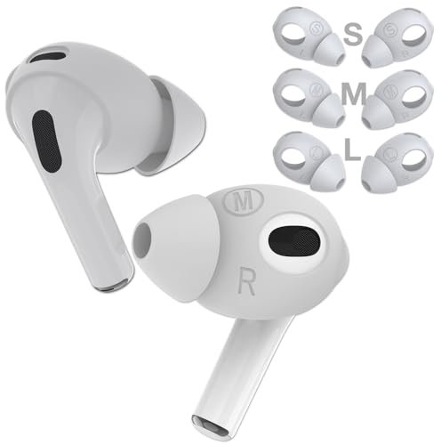 TENNMAK - Almohadillas para AirPods de 3ª generación, almohadillas para orejas con agarre para auriculares con tamaño S, M, L, color blanco