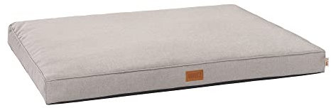 MSS e.K. Hundebett Home Mattress 100 x 75 cm L in Beige Hundekorb mit abnehmbaren Velours-Bezug und weicher Polsterung waschbares Hundekissen 100 x 75 x 10 cm Hundematte Hundesofa Welpenbett