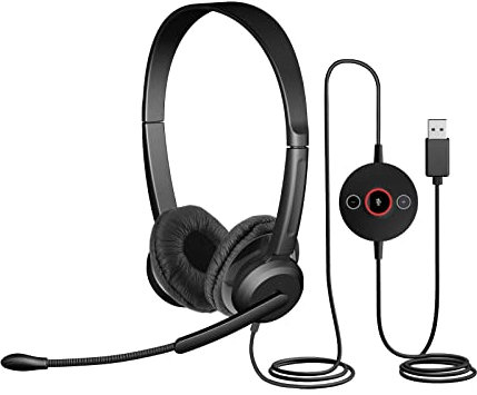 Cyber Acoustics Stereo-USB-Headset mit ENC (AC-204ENC) – Umgebungsgeräuschunterdrückung, Audio für Anrufe & Musik, Inline-Steuermodul, perfekt für Call-Center, Klassenzimmer, Zuhause