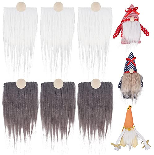 GORGECRAFT 24 Stück Gnomenbart Unfertige Holzkugeln Zöpfe Zwergenbart-Set Kunstpelz-Bart-Haar-Set Für DIY Handgemachte Gnomen-Näharbeiten Patches Ostern Weihnachtsfeier Zubehör