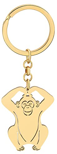 DALANE Porte-clés Gorille Acier Inoxydable Avec Cœur Cadeaux pour Femmes Filles Porte-clés Singe pour Voiture Charms pour Sac à Dos