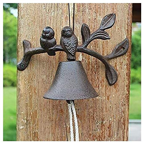 AKSHVA Türglocke Gusseisen antik wandglocke Gusseisen Abendessen Glocke Vögel auf Blatt Wandmontage Metall Türglocke Türklingel Home Garten Porch Patio Farm Garten Dekoration