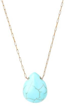 SIMPLÍ BASIC Turquoise Chain Necklace 18K Gold Plated Natural Stone Pendant | Protection Jewellery | Gifts for Women | Thoughtful Gifts | Gift Box