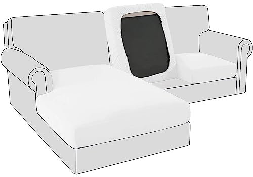 Sofa Sitzkissenbezug, Samt Stretch Bezug für Sofa Sitzkissen, Elastische Couchüberzüge, Sofasitzbezug Schonbezug Ersatz für einzelne Kissen (Großer Chaise-Sitz,Weiss)