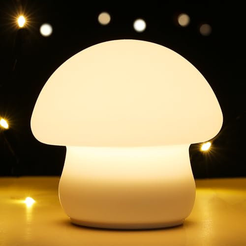 Tremdwoto Pilz Nachtlicht für Kinderzimmer, 7 Farben wechselnde tragbare Touch-Lampe, USB aufladbare Silikon Nachtlicht Geschenk für Kinder Kinderzimmer Kleinkind Mädchen für Kinderzimmer Dekoration