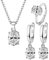 TOEECY Schmuckset für Damen und Mädchen Kristalle 925 Silber Versilbert Anhänger Halskette Ohrringe Ringe Set Schmuck Set Zirkonia Geschenk Brautschmuck(Weiß)