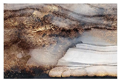 Bilderwelten Fototapete Aquarell Goldener Marmor gemalt 255x384 cm Vlies-Tapete XXL Smart Wandtapete Wanddekoration Wohnzimmer Schlafzimmer