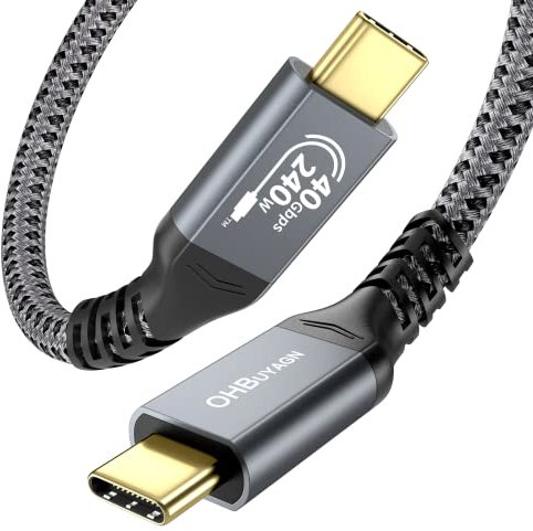 240W Cavo USB4 per Cavo Thunderbolt 4, Cavo USB C USB C 40Gbps Trasferimento Dati, 8K@60Hz, Cavo USB C Ricarica Rapida PD3.1 per Macbook Pro/iPad mini/Samsung/Huawei Mate(1.2M)