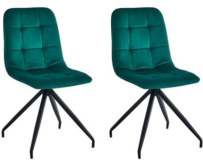 Colenis® - Farucci Esszimmerstühle 2er Set - Samt Gepolstert - Schwarze Metallbeine - Bequeme Stühle für Esszimmer, Wohnzimmer, Küche und Rezeption (2, Grün)