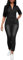 VERWIN Denim Jumpsuit Long Sleeve Bodycon Jumpsuit Jeans Rompers Lapel Button Down Overall with Pockets XL Black
