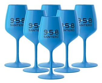 Generico Set Bicchieri Santero 958 colorati | BLU | Calici Pop | in plastica dura |