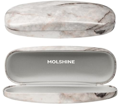 molshine Hartschalen Brillenetui aus PU Leder,tragbares Reise Brillenetui für Männer,Frauen,Mädchen für Reisen, Studium, Arbeit(Grau)