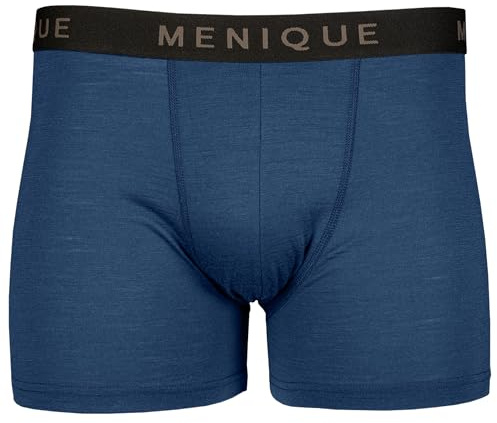 menique 100% Merino Wool Mens Boxers Shorts – Trunks Base Layer for Men, Anti Chafing Underwear Soft Breathable Odor Free Boxer Briefs for Sports, Running, Daily Wear (Denim, M)