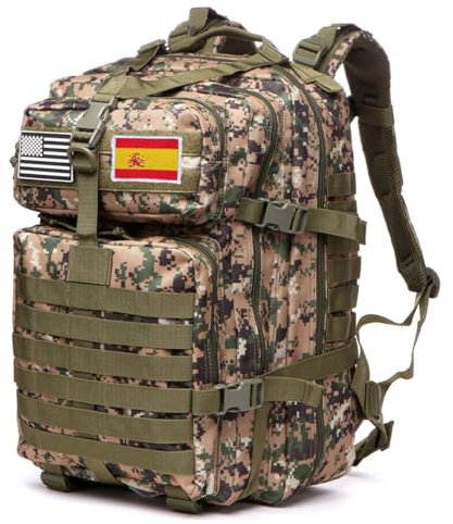 GUJOIN Mochila Tática 50 Litros con Sistema Molle - Gran Capacidad Militar Impermeable para Emergencias de 3 Días Caza Senderismo y Acampadas - Mochila para Actividades al Aire Libre