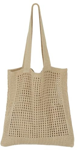 SUOSDEY gehäkelte Mesh Strand Tote Bag, Sommer Urlaub Ästhetische Strick Boho Umhängetasche für Frauen