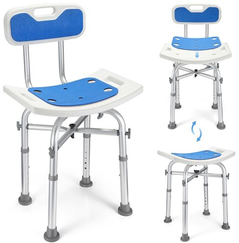 Heavy Duty Shower Chair, EVA Padded Bath Seat with Height Adjustable Tube- Tool Free Anti-Slip Shower Bench Bathtub Stool for Elderly, Senior, Handicap & Disabled