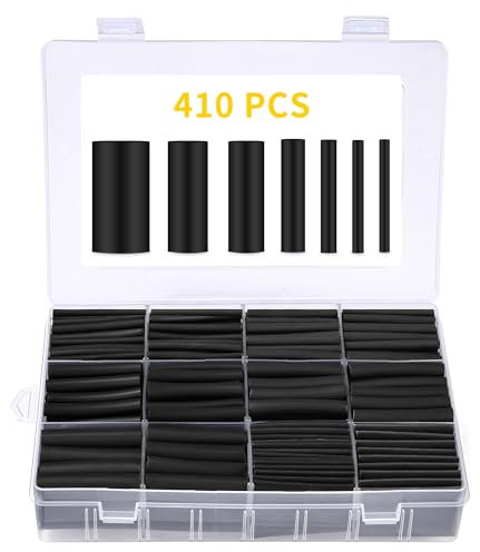410 Stück Schrumpfschlauch Set,3:1 Schrumpfverhältnis mit kleber und Doppelwand,wasserdicht schrumpfschlauch,schrumpfschlauch set schwarz,Kabelisolierung Schrumpfschlauch,Marine heat shrink tubing