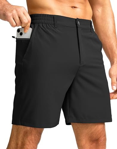 G Gradual Men's Casual Shorts 7 Lightweight Golf Shorts for Men Stretch with 3 Pockets Quick Dry Breathable Work Shorts Black