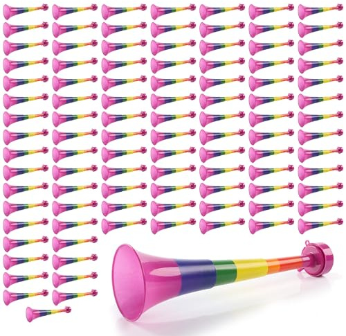 Rainbow Pride Vuvuzela - Paquete de 100-27 cm de largo para hacer ruido en colores arco iris, accesorio perfecto para el mes del orgullo, marchas del orgullo y eventos del orgullo